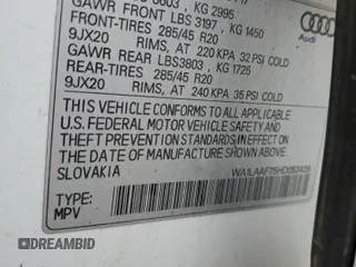 2017 Audi Q7 Premium Plus with VIN WA1LAAF75HD053439, listed as a Copart auction lot 49622825 with Not Provided miles and Non Repairable. Bid and sale history available at DreamBid. Image 13.