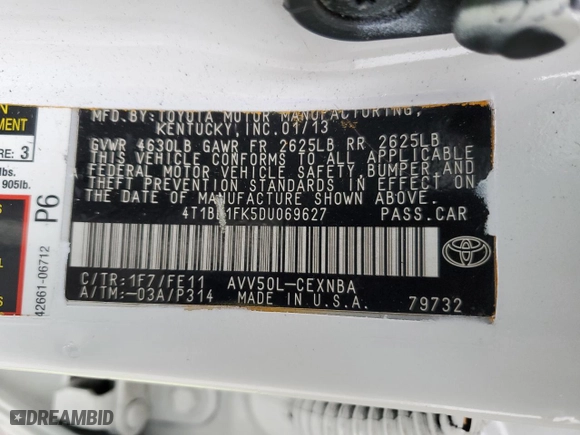 2013 Toyota Camry Hybrid LE with VIN 4T1BD1FK5DU069627, listed as a Copart auction lot 54286214 with 208,676 mi miles and Clean Title. Bid and sale history available at carsss.com. Image 12.