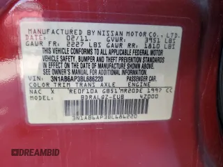 2011 Nissan Sentra 2.0 with VIN 3N1AB6AP3BL686220, listed as a Copart auction lot 58410615 with 102,598 mi miles and Salvage title. Bid and sale history available at DreamBid. Image 12.