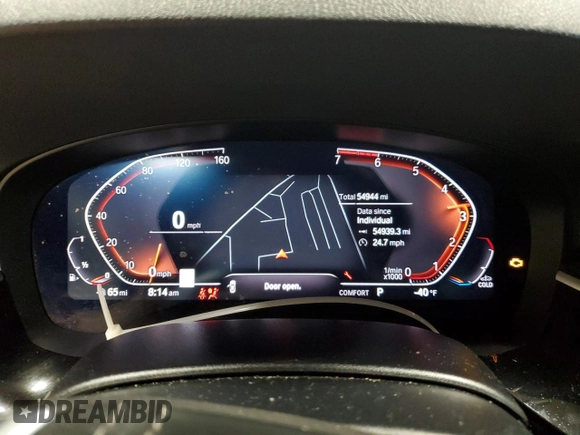 2022 BMW 5 Series 530i xDrive with VIN WBA13BJ04NWX53277, listed as a Copart auction lot 52606425 with 54,944 mi miles and Salvage Title. Bid and sale history available at DreamBid. Image 9.