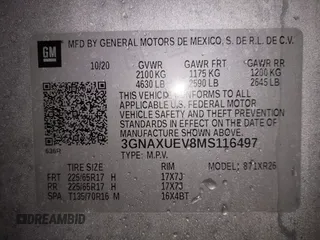 2021 Chevrolet Equinox LT z VIN 3GNAXUEV8MS116497, wystawiony jako IAAI lot #41944688 z przebiegiem 45 177 mil mil oraz . Historia ofert i sprzedaży dostępna na DreamBid. Obrazek 9.