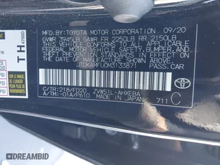 2021 Toyota Prius L Eco with VIN JTDKAMFU0M3133871, listed as a IAAI auction lot 41364847 with 66,102 mi miles. Bid and sale history available at carsss.com. Image 9.