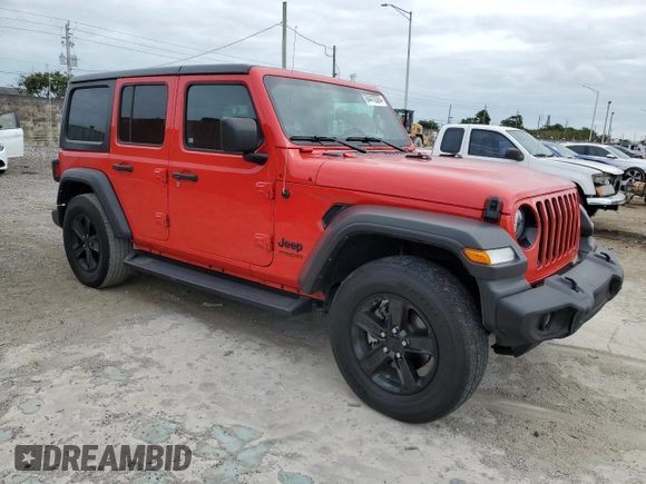 2022 Jeep Wrangler Unlimited Sport S with VIN 1C4HJXDG5NW200568, listed as a Copart auction lot 84410364 with 27,481 mi miles and Salvage Title. Bid and sale history available at carsss.com. Image 4.