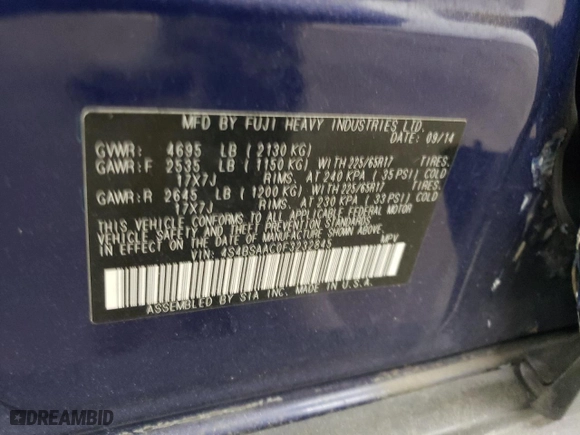 2015 Subaru Outback 2.5i with VIN 4S4BSAAC0F3232845, listed as a Copart auction lot 80693874 with 90,310 mi miles and Salvage Title. Bid and sale history available at carsss.com. Image 13.