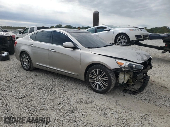 2015 Kia Cadenza Premium with VIN KNALN4D76F5185046, listed as a Copart auction lot 76147324 with 115,402 mi miles and Salvage Title. Bid and sale history available at carsss.com. Image 4.