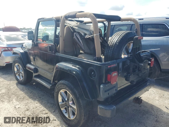 2002 Jeep Wrangler Sahara with VIN 1J4FA59S62P722411, listed as a Copart auction lot 74080364 with 0 mi miles and Non Repairable. Bid and sale history available at carsss.com. Image 2.
