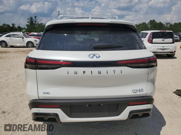 2024 Infiniti QX60 Luxe with VIN 5N1DL1FS7RC338753, listed as a Copart auction lot 61552565 with 24,667 mi miles and Salvage title. Bid and sale history available at DreamBid. Image 6.
