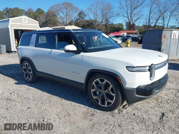 2025 Rivian R1S Adventure with VIN 7PDSGBBA0SN049154, listed as a IAAI auction lot 41160166 with 3,036 mi miles. Bid and sale history available at carsss.com. Image 1.