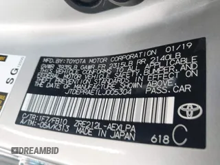 2020 Toyota Corolla LE with VIN JTDEPRAE1LJ005304, listed as a IAAI auction lot 41752750 with 51,929 mi miles. Bid and sale history available at carsss.com. Image 9.