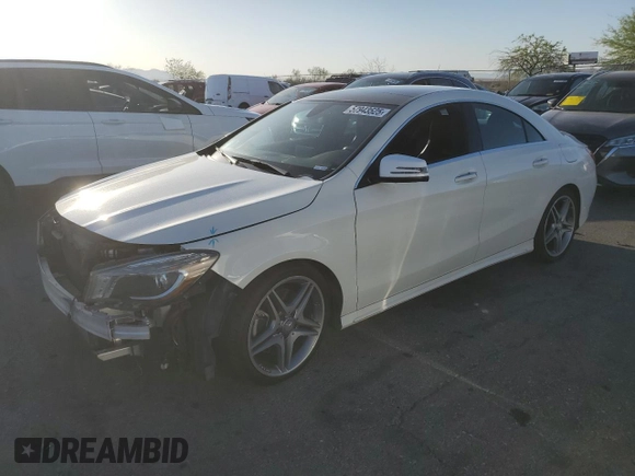 2015 Mercedes-Benz CLA 250 with VIN WDDSJ4GB8FN209833, listed as a Copart auction lot 57943525 with 119,611 mi miles and Salvage title. Bid and sale history available at DreamBid. Image 1.