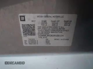 2018 Chevrolet Suburban Premier z VIN 1GNSKJKC9JR100134, wystawiony jako IAAI lot #41449255 z przebiegiem 111 528 mil mil oraz . Historia ofert i sprzedaży dostępna na DreamBid. Obrazek 9.