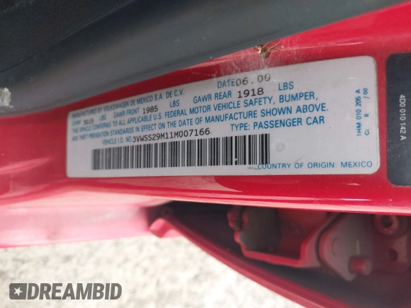 2001 Volkswagen Jetta с VIN 3VWSS29M11M007166, выставлен на аукционе IAAI как лот 42166306 с пробегом 136 732 миль миль и . История ставок и продаж доступна на DreamBid. Изображение 9.