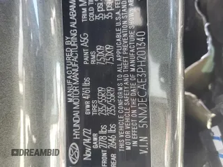 2023 Hyundai Tucson Limited with VIN 5NMJECAE3PH201340, listed as a Copart auction lot 58365505 with Not provided miles and Non repairable. Bid and sale history available at DreamBid. Image 13.