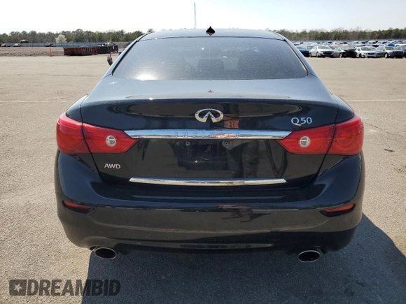 2015 Infiniti Q50 Premium with VIN JN1BV7ARXFM406453, listed as a Copart auction lot 54661515 with 77,298 mi miles and Salvage Title. Bid and sale history available at carsss.com. Image 6.