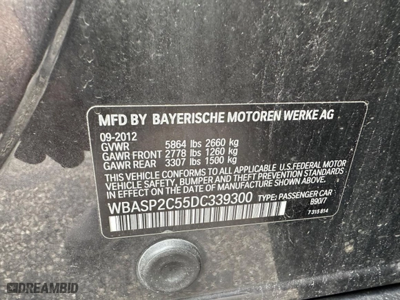 2013 BMW 5 Series Gran Turismo 535i xDrive with VIN WBASP2C55DC339300, listed as a Copart auction lot 76732504 with 137,243 mi miles and Clean Title. Bid and sale history available at carsss.com. Image 10.