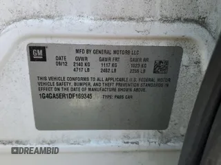 2013 Buick LaCrosse with VIN 1G4GA5ER1DF169345, listed as a Copart auction lot 53306215 with 145,884 mi miles and Non repairable. Bid and sale history available at DreamBid. Image 13.