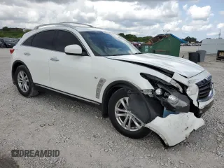 2014 Infiniti QX70 with VIN JN8CS1MU5EM450385, listed as a Copart auction lot 60201735 with 196,097 mi miles and Salvage title. Bid and sale history available at DreamBid. Image 4.