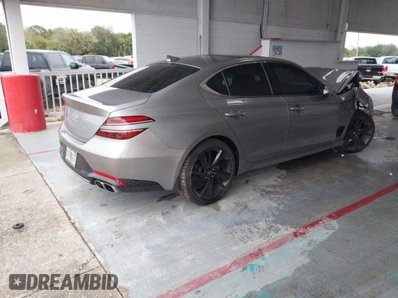 2023 Genesis G70 2.0T z VIN KMTG34TA8PU111790, wystawiony jako IAAI lot #41390217 z przebiegiem 35 303 mil mil oraz . Historia ofert i sprzedaży dostępna na DreamBid. Obrazek 4.