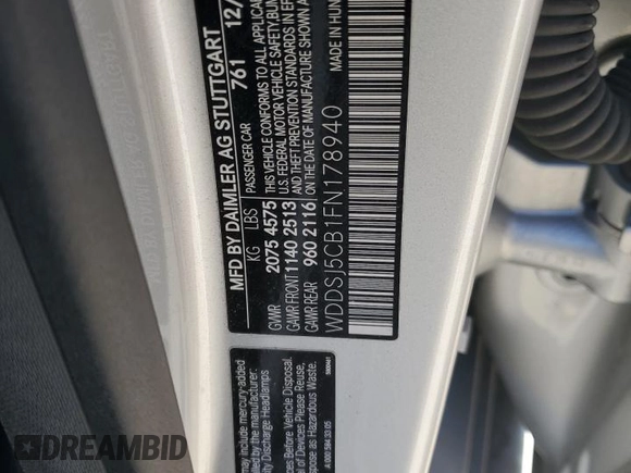 2015 Mercedes-Benz CLA 45 AMG with VIN WDDSJ5CB1FN178940, listed as a Copart auction lot 78365294 with 65,701 mi miles and Salvage Title. Bid and sale history available at DreamBid. Image 12.