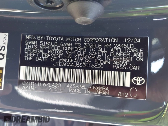 2025 Toyota Crown XLE z VIN JTDACAAJ6S3016620, wystawiony jako IAAI lot #42024734 z przebiegiem 5 492 mil mil oraz . Historia ofert i sprzedaży dostępna na DreamBid. Obrazek 9.