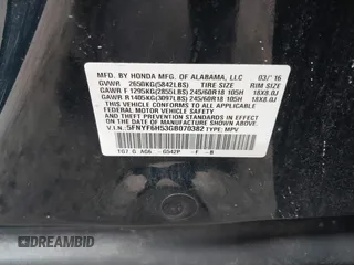 2016 Honda Pilot EX-L with VIN 5FNYF6H53GB070382, listed as a IAAI auction lot 39476567 with 83,741 mi miles and . Bid and sale history available at DreamBid. Image 9.