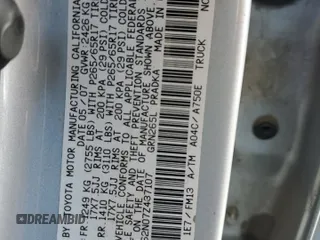 2007 Toyota Tacoma PreRunner z VIN 5TEJU62N07Z437107, wystawiony jako Copart lot #69564724 z przebiegiem 189 662 mil mil oraz Szkoda całkowita • Salvage title. Historia ofert i sprzedaży dostępna na DreamBid. Obrazek 12.