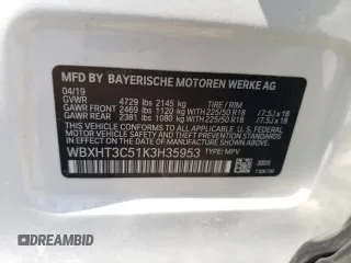 2019 BMW X1 xDrive28i with VIN WBXHT3C51K3H35953, listed as a Copart auction lot 54751675 with 54,802 mi miles and Salvage title. Bid and sale history available at DreamBid. Image 13.