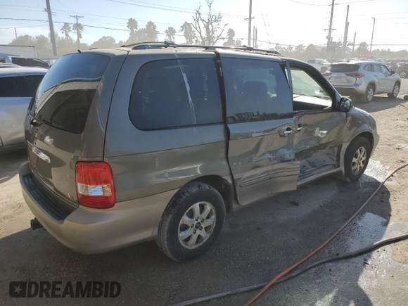 2005 Kia Sedona LX with VIN KNDUP132856716343, listed as a Copart auction lot 76028804 with 122,914 mi miles and Salvage Title. Bid and sale history available at carsss.com. Image 3.