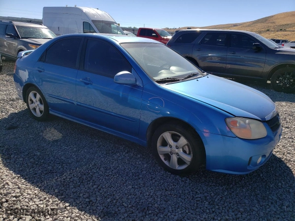 2007 Kia Spectra EX with VIN KNAFE122575008783, listed as a Copart auction lot 73116174 with 165,826 mi miles and Salvage Title. Bid and sale history available at carsss.com. Image 4.