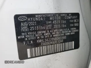 2022 Hyundai Sonata Hybrid SEL with VIN KMHL34JJ8NA040388, listed as a Copart auction lot 71458373 with 8,650 mi miles. Bid and sale history available at carsss.com. Image 14.
