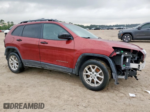 2016 Jeep Cherokee Sport with VIN 1C4PJLAB7GW347846, listed as a Copart auction lot 58620435 with 92,612 mi miles and Salvage title. Bid and sale history available at DreamBid. Image 4.