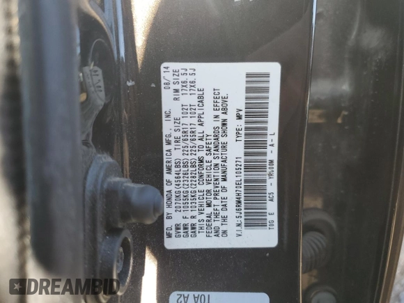 2014 Honda CR-V EX-L with VIN 5J6RM4H70EL105271, listed as a Copart auction lot 50310325 with 119,248 mi miles and Salvage Title. Bid and sale history available at carsss.com. Image 12.