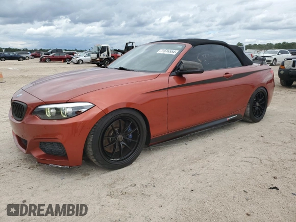 2018 BMW 2 Series M240i with VIN WBA2N1C51JVC28147, listed as a Copart auction lot 71616554 with 54,819 mi miles and Non Repairable. Bid and sale history available at carsss.com. Image 1.