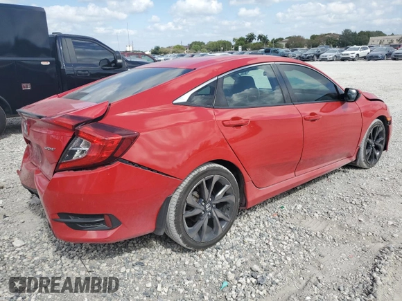 2020 Honda Civic Sedan Sport with VIN 2HGFC2F87LH537167, listed as a Copart auction lot 54429995 with 61,997 mi miles and Salvage Title. Bid and sale history available at carsss.com. Image 3.