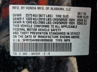 2017 Acura MDX Advance z VIN 5FRYD4H9XHB006658, wystawiony jako Copart lot #59113645 z przebiegiem 107 465 mil mil oraz Szkoda całkowita • Salvage title. Historia ofert i sprzedaży dostępna na DreamBid. Obrazek 13.