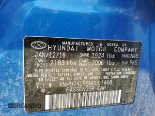 2017 Hyundai Elantra SE with VIN KMHD74LF8HU091460, listed as a Copart auction lot 59141945 with 198,679 mi miles and Clean title. Bid and sale history available at DreamBid. Image 12.