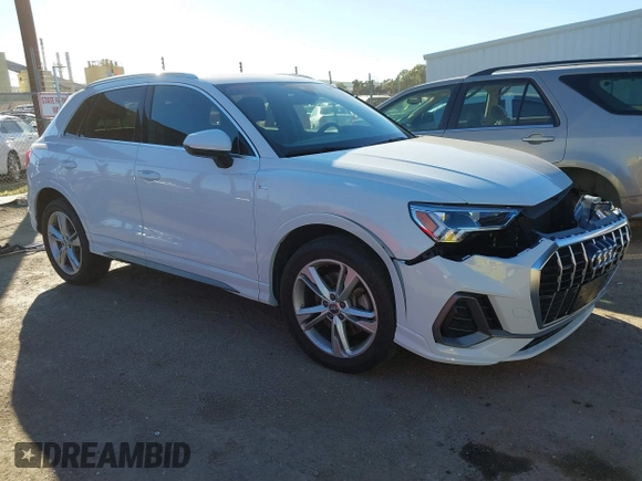 2020 Audi Q3 S line Premium Plus with VIN WA1EECF36L1103748, listed as a IAAI auction lot 41368428 with 21,155 mi miles and . Bid and sale history available at DreamBid. Image 1.