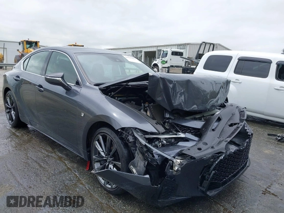 2021 Lexus IS 350 F Sport with VIN JTHGZ1E26M5022810, listed as a IAAI auction lot 41947681 with 22,707 mi miles and . Bid and sale history available at DreamBid. Image 1.