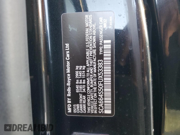 2015 Rolls-Royce Ghost z VIN SCA664S50FUX53383, wystawiony jako Copart lot #79297474 z przebiegiem 19 035 mil mil oraz Szkody całkowita. Historia ofert i sprzedaży dostępna na DreamBid. Obrazek 12.