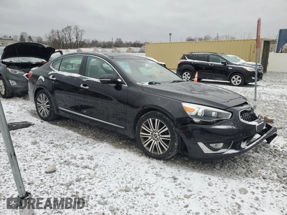 2014 Kia Cadenza Premium with VIN KNALN4D75E5145832, listed as a Copart auction lot 47038625 with 120,013 mi miles and Salvage Title. Bid and sale history available at carsss.com. Image 4.