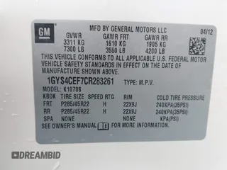 2012 Cadillac Escalade Premium z VIN 1GYS4CEF7CR283261, wystawiony jako IAAI lot #41902992 z przebiegiem 211 232 mil mil oraz . Historia ofert i sprzedaży dostępna na DreamBid. Obrazek 9.