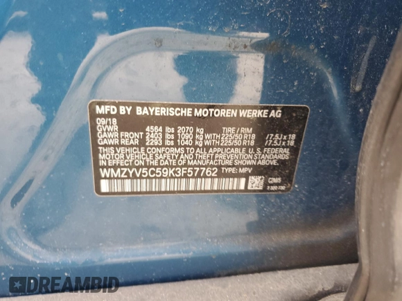 2019 MINI Countryman Cooper with VIN WMZYV5C59K3F57762, listed as a Copart auction lot 57341025 with 34,033 mi miles and Salvage title. Bid and sale history available at DreamBid. Image 13.