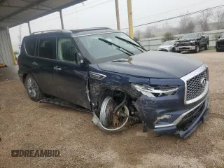 2024 Infiniti QX80 LUXE with VIN JN8AZ2AE0R9329875, listed as a Copart auction lot 46489615 with 28,834 mi miles and Non Repairable. Bid and sale history available at carsss.com. Image 4.