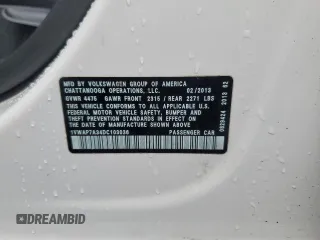 2013 Volkswagen Passat S with VIN 1VWAP7A34DC103036, listed as a Copart auction lot 52183745 with 130,966 mi miles and Salvage title. Bid and sale history available at DreamBid. Image 12.