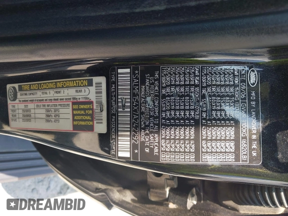 2007 Land Rover Range Rover HSE with VIN SALMF154X7A242292, listed as a IAAI auction lot 42574900 with Not provided miles and . Bid and sale history available at DreamBid. Image 9.