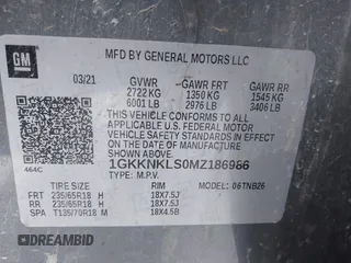 2021 GMC Acadia SLE with VIN 1GKKNKLS0MZ186986, listed as a IAAI auction lot 41597643 with 53,672 mi miles and . Bid and sale history available at DreamBid. Image 9.