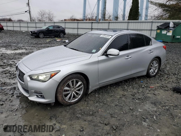 2017 Infiniti Q50 2.0t Premium with VIN JN1CV7ARXHM680324, listed as a Copart auction lot 49944555 with 100,630 mi miles and Salvage Title. Bid and sale history available at carsss.com. Image 1.