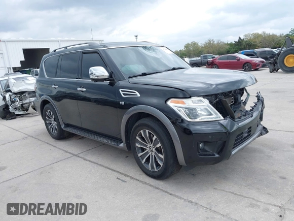 2020 Nissan Armada SL with VIN JN8AY2NC2LX519725, listed as a IAAI auction lot 41728867 with 98,877 mi miles. Bid and sale history available at carsss.com. Image 1.