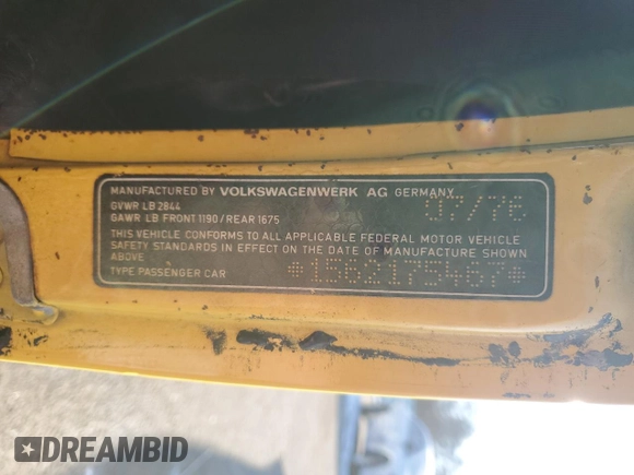 1976 Volkswagen Beetle with VIN 1562175467, listed as a Copart auction lot 41913705 with 14,471 mi miles and Clean Title. Bid and sale history available at DreamBid. Image 12.