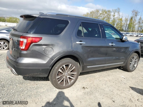 2017 Ford Explorer Platinum with VIN 1FM5K8HT0HGB15225, listed as a Copart auction lot 53121115 with 106,338 mi miles and Salvage Title. Bid and sale history available at carsss.com. Image 3.